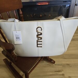 Cavalli Class Cream Tote Bag